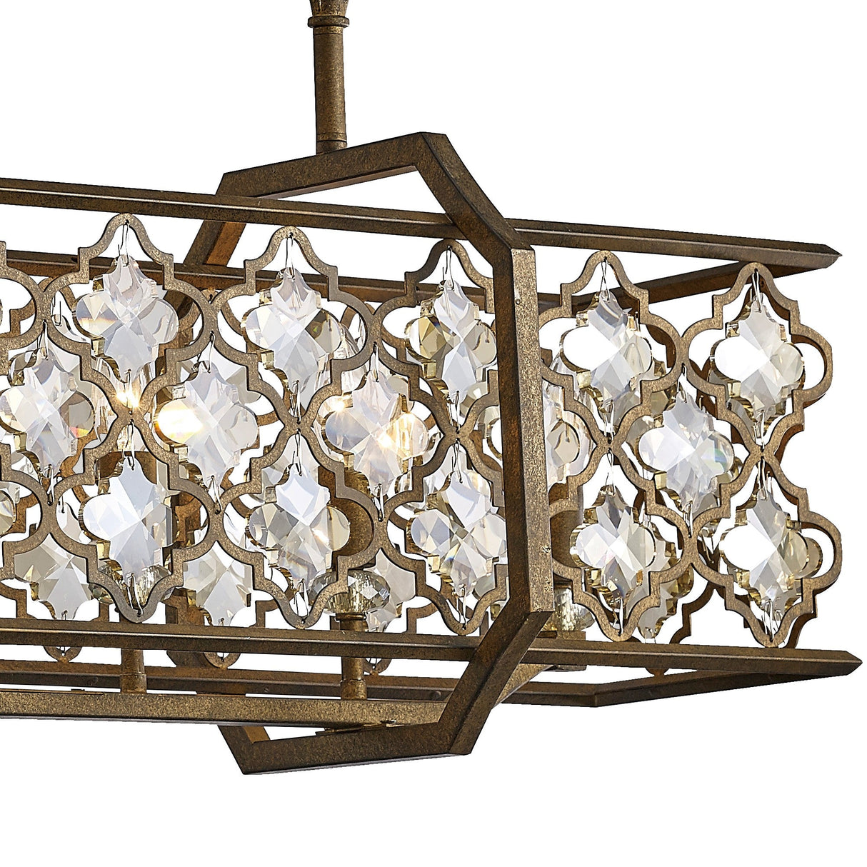 Indie Rectangular 6 Light Crystal Linear Suspension Light - Mocha