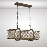 Indie Rectangular 6 Light Crystal Linear Suspension Light - Mocha