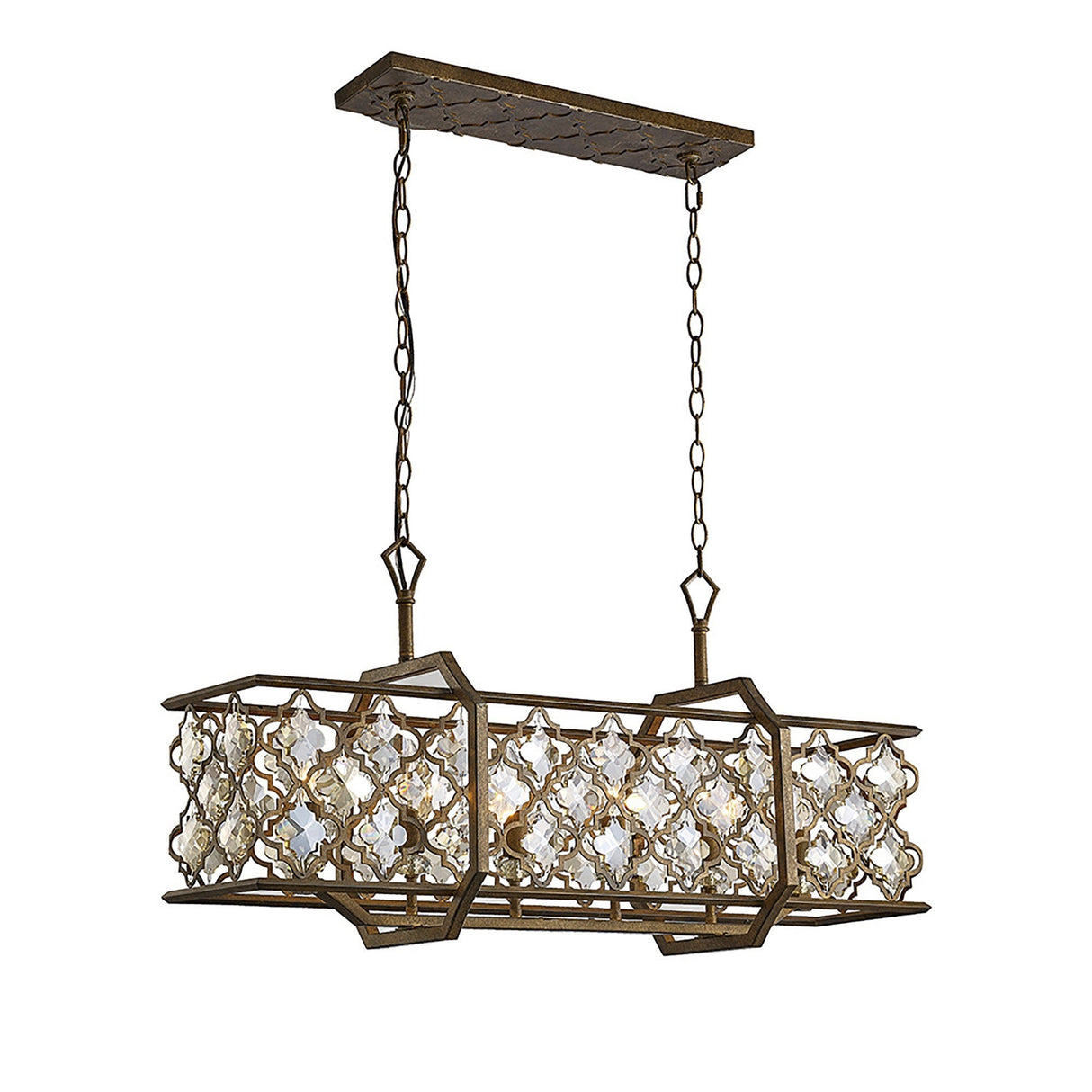 Indie Rectangular 6 Light Crystal Linear Suspension Light - Mocha