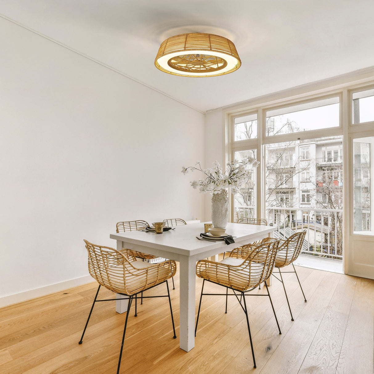 Indonesia CCT Dimmable LED Ceiling Retractable Fan Light - Brown