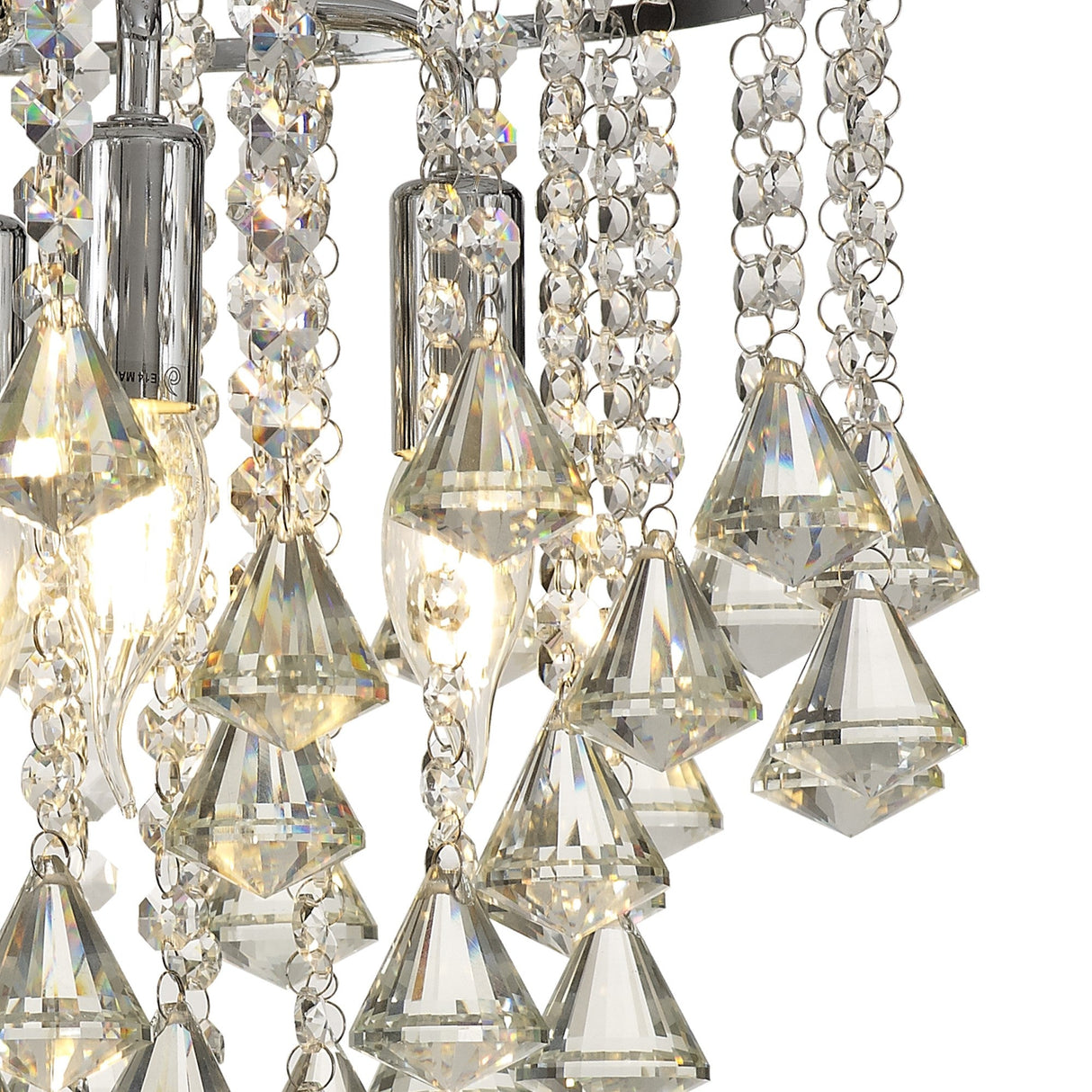Inina 4 Light Crystal Semi-Flush Ceiling Light - Polished Chrome