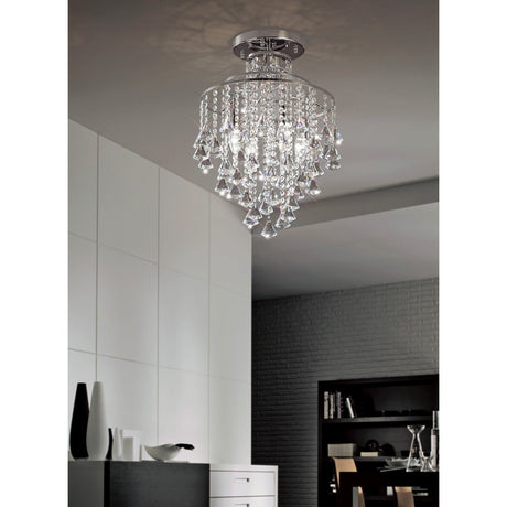 Inina 4 Light Crystal Semi-Flush Ceiling Light - Polished Chrome