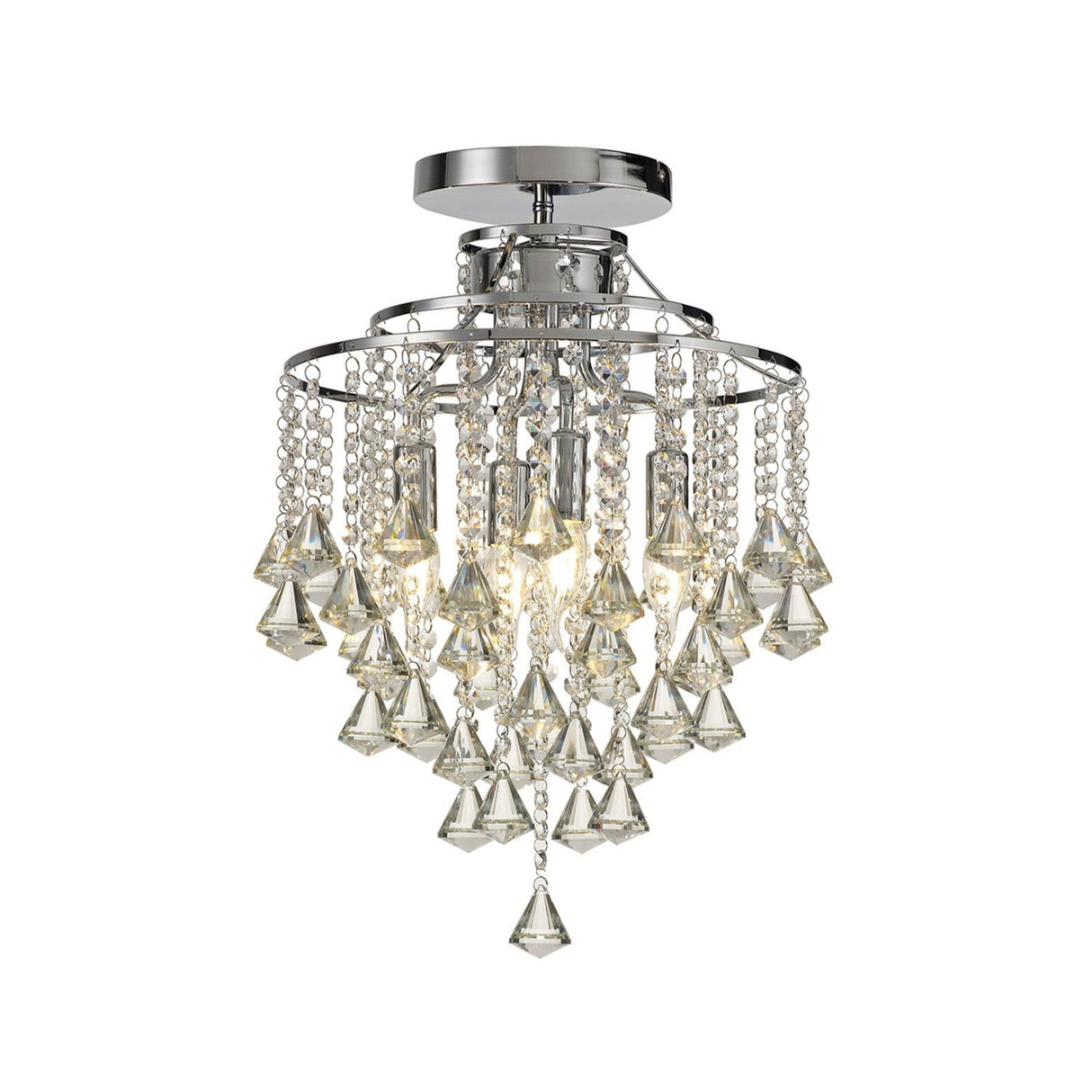 Inina 4 Light Crystal Semi-Flush Ceiling Light - Polished Chrome