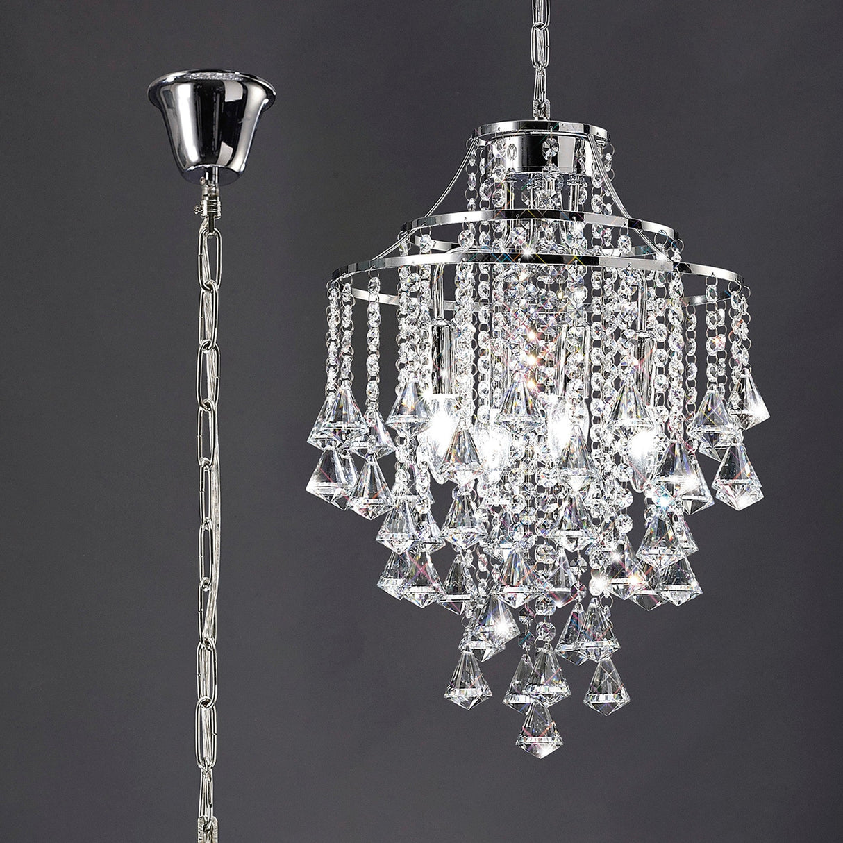Inina 40cm 4 Light Crystal Chandelier - Polished Chrome