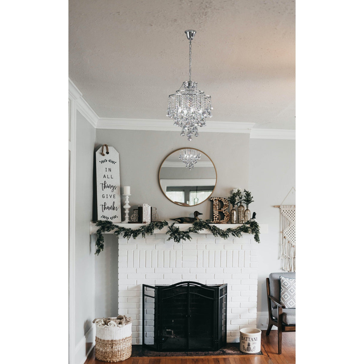 Inina 40cm 4 Light Crystal Chandelier - Polished Chrome