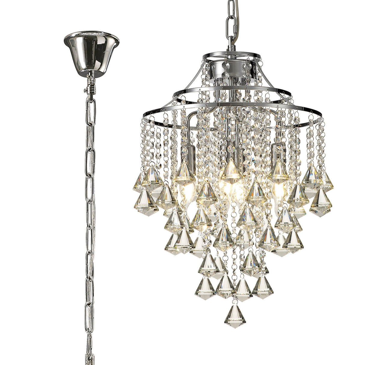 Inina 40cm 4 Light Crystal Chandelier - Polished Chrome