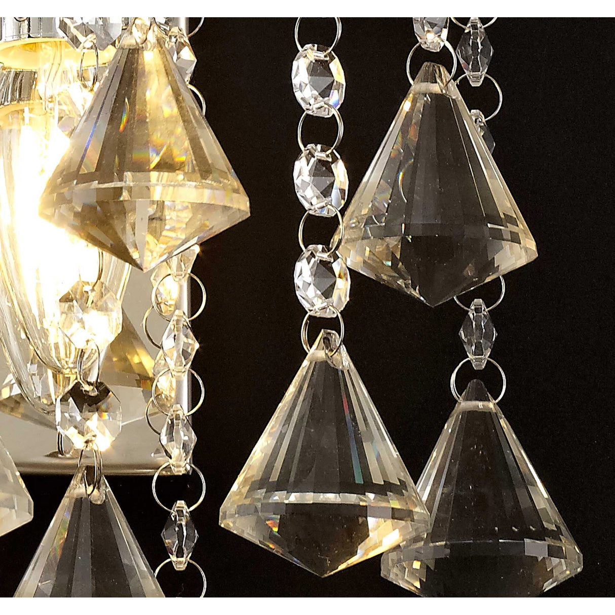 Inina 2 Light Crystal Wall Light With Switch - Chrome