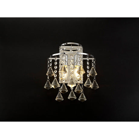 Inina 2 Light Crystal Wall Light With Switch - Chrome