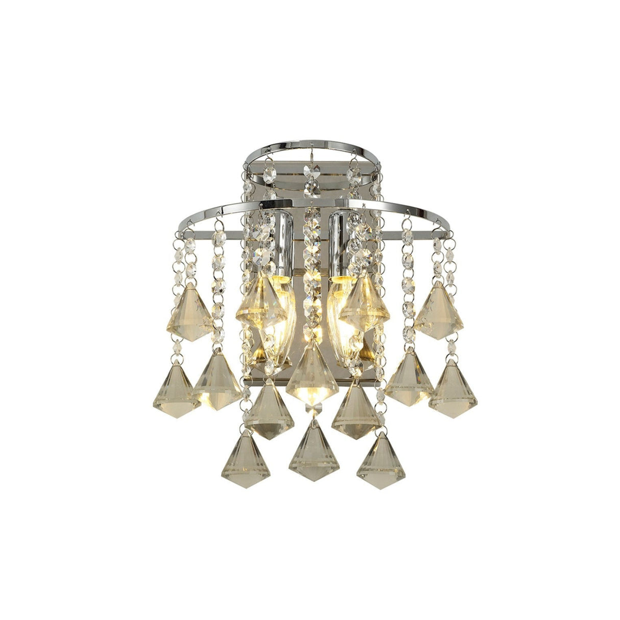 Inina 2 Light Crystal Wall Light With Switch - Chrome