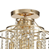 Inina 4 Light Crystal Semi-Flush Ceiling Light - French Gold