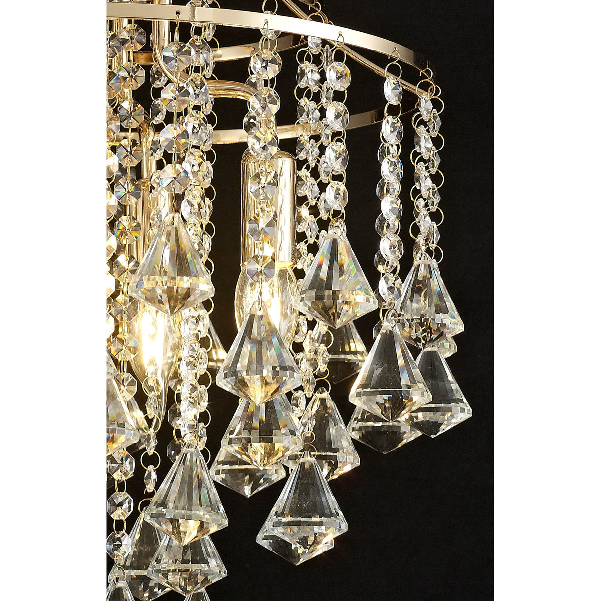 Inina 4 Light Crystal Semi-Flush Ceiling Light - French Gold