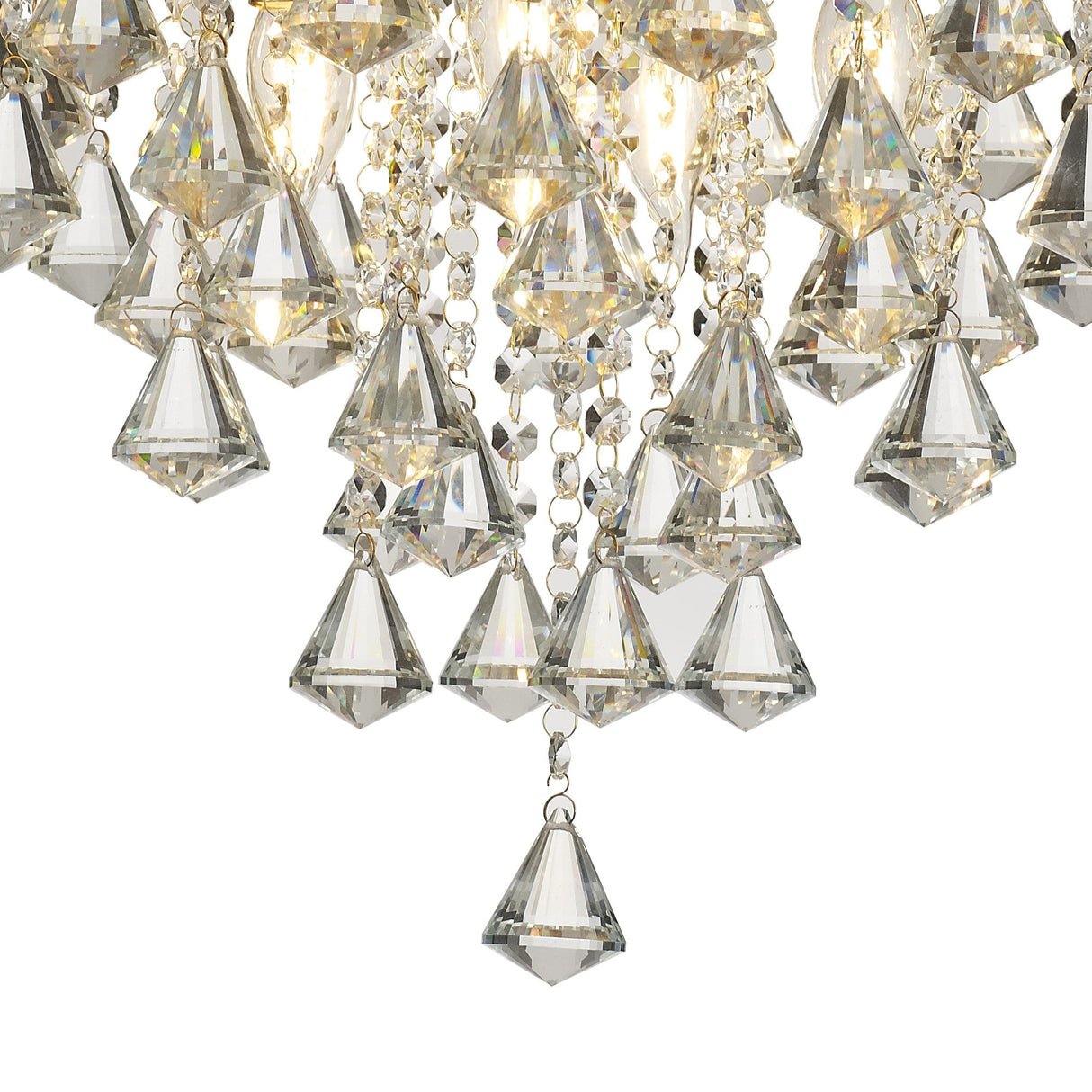Inina 4 Light Crystal Semi-Flush Ceiling Light - French Gold
