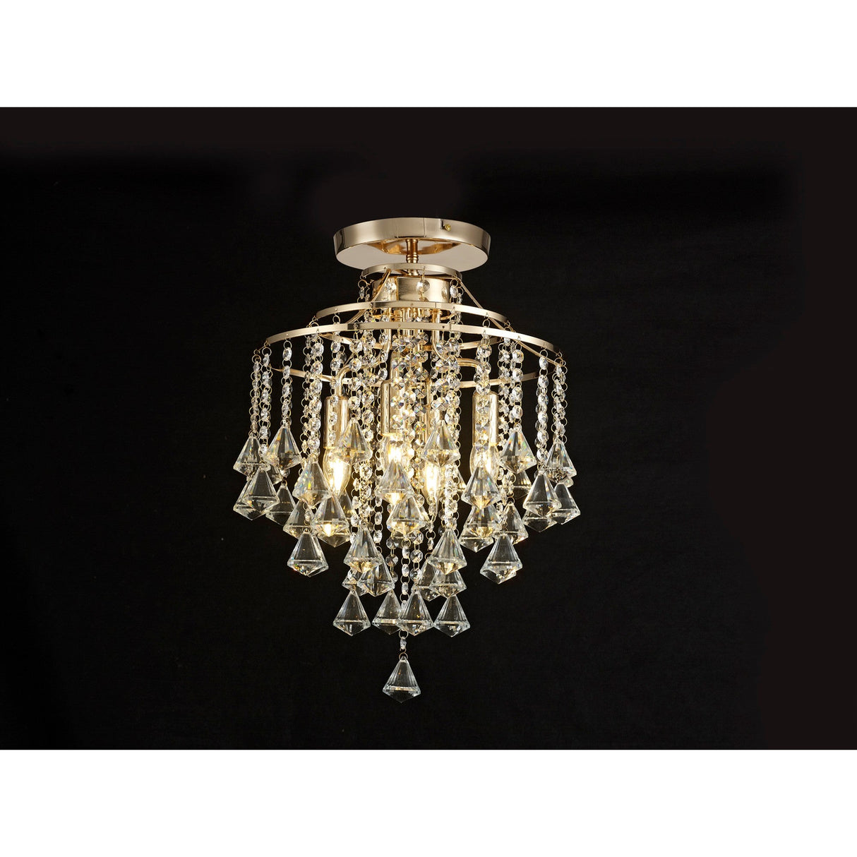 Inina 4 Light Crystal Semi-Flush Ceiling Light - French Gold