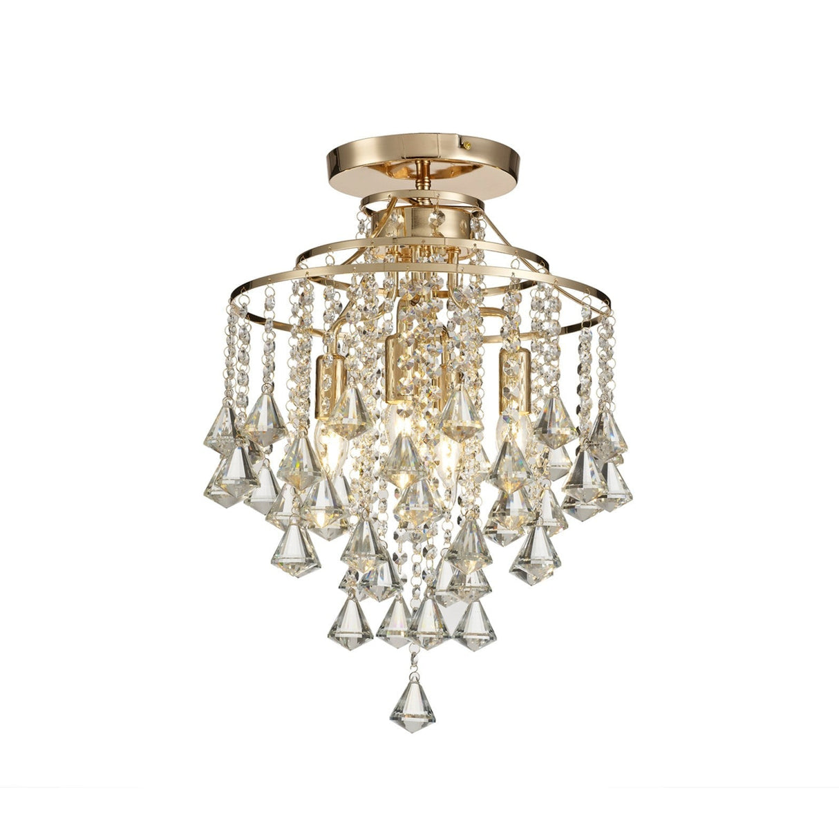 Inina 4 Light Crystal Semi-Flush Ceiling Light - French Gold
