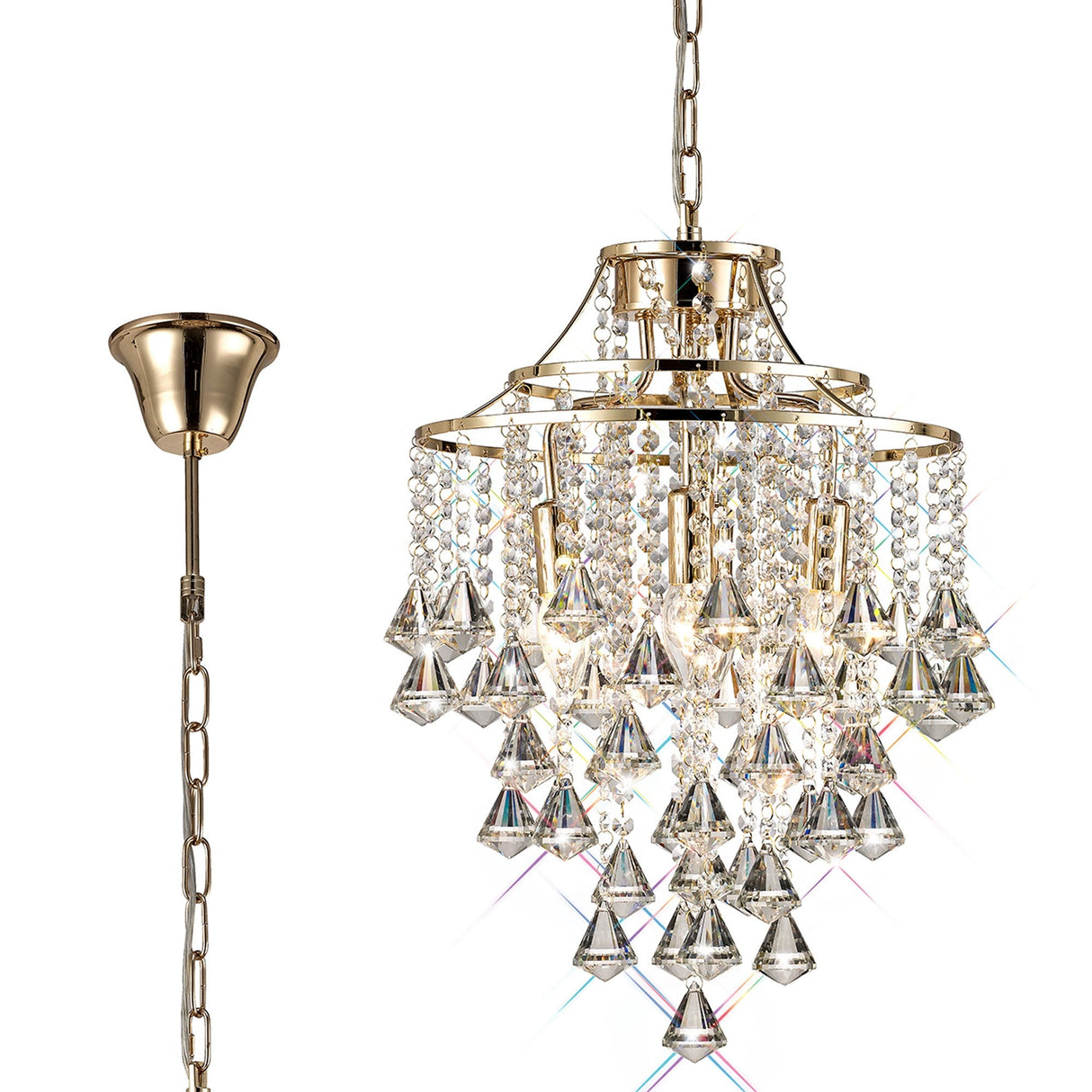 Inina 40cm 4 Light Crystal Chandelier - French Gold