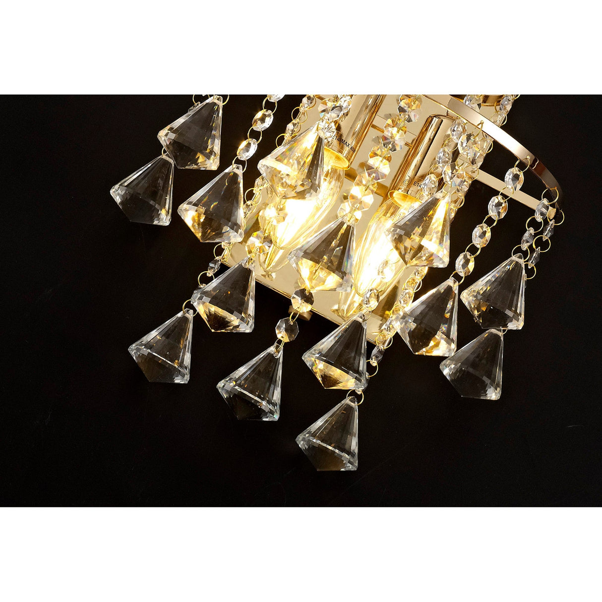 Inina 2 Light Crystal Wall Light With Switch - Gold