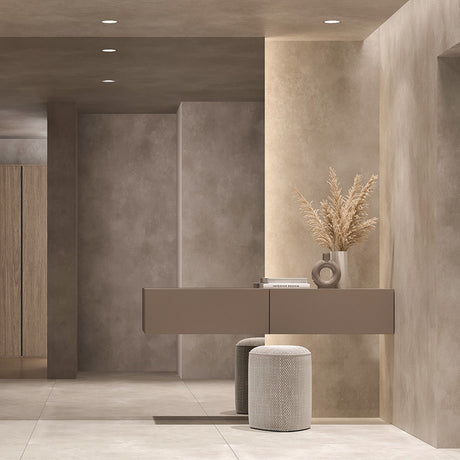 Interior view with Okno LED Round Recessed Downlight in white with a 120° beam angle, complementing modern decor with even lighting
