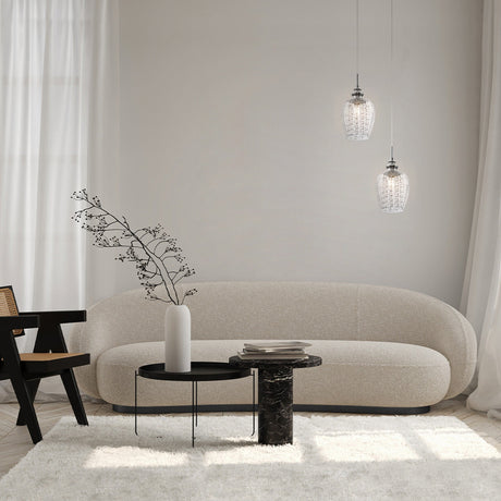 Interior view of Blues Pendant Light in Nickel with Clear Glass, highlighting its elegant design.