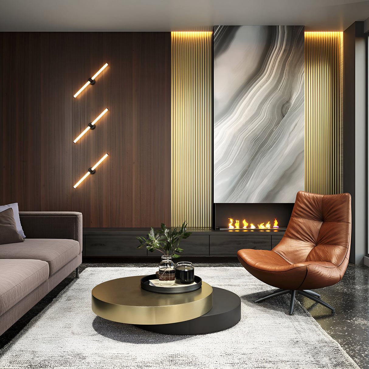 Interior view of the black Axis LED wall light, perfect for creating a sophisticated ambiance.