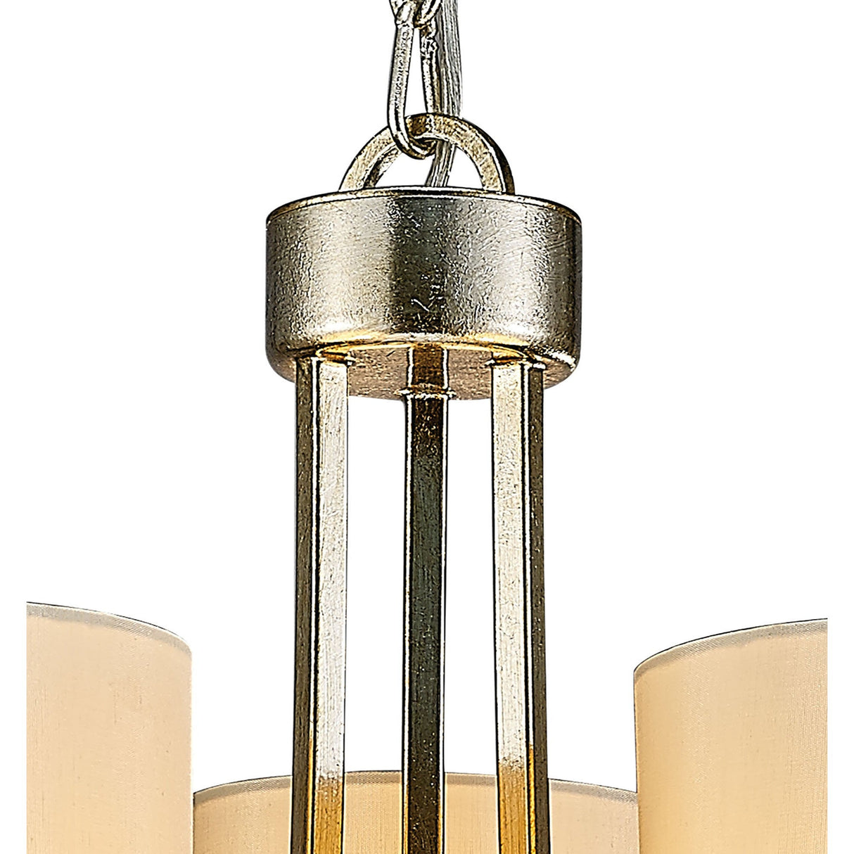 Isabella 40cm 3 Light Chandelier - Silver With Beige Shade