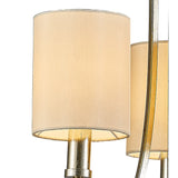 Isabella 40cm 3 Light Chandelier - Silver With Beige Shade