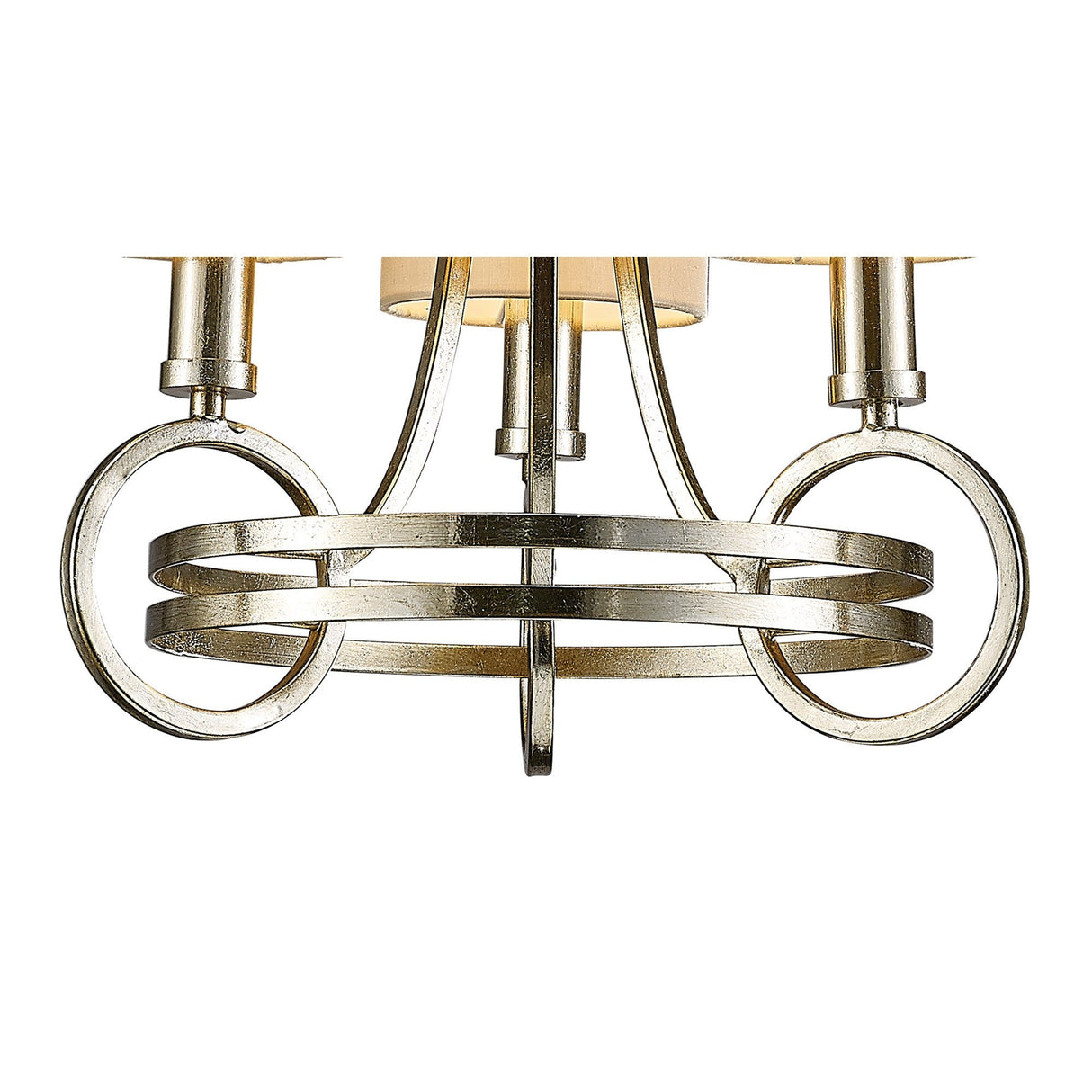 Isabella 40cm 3 Light Chandelier - Silver With Beige Shade
