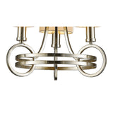 Isabella 40cm 3 Light Chandelier - Silver With Beige Shade