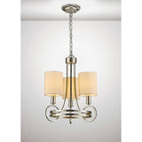 Isabella 40cm 3 Light Chandelier - Silver With Beige Shade