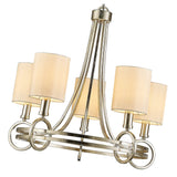 Isabella 64cm 5 Light Chandelier - Silver With Beige Shade