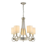 Isabella 64cm 5 Light Chandelier - Silver With Beige Shade