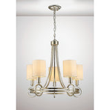 Isabella 64cm 5 Light Chandelier - Silver With Beige Shade