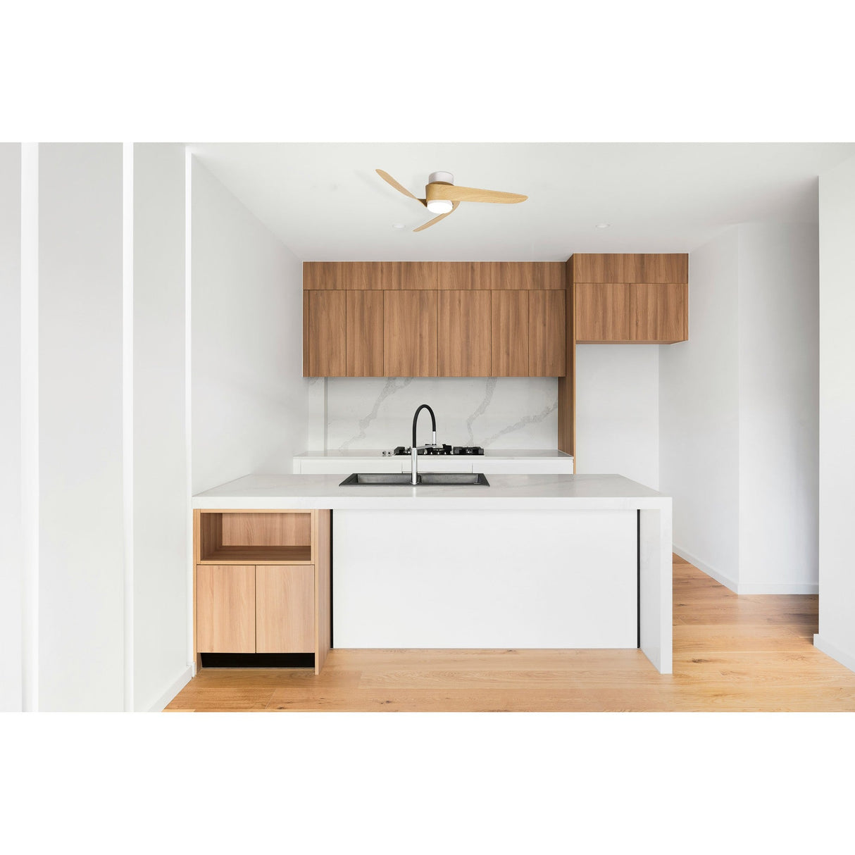 Island CCT Dimmable LED Ceiling Fan Light With Remote & APP Control - White/Brown