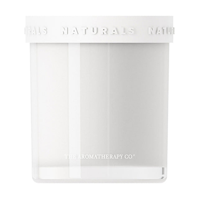 Neroli & Amber Wood Scented Candle with Lid 400g, round white vessel with embossed "Naturals" lid band, shown on a plain white background.