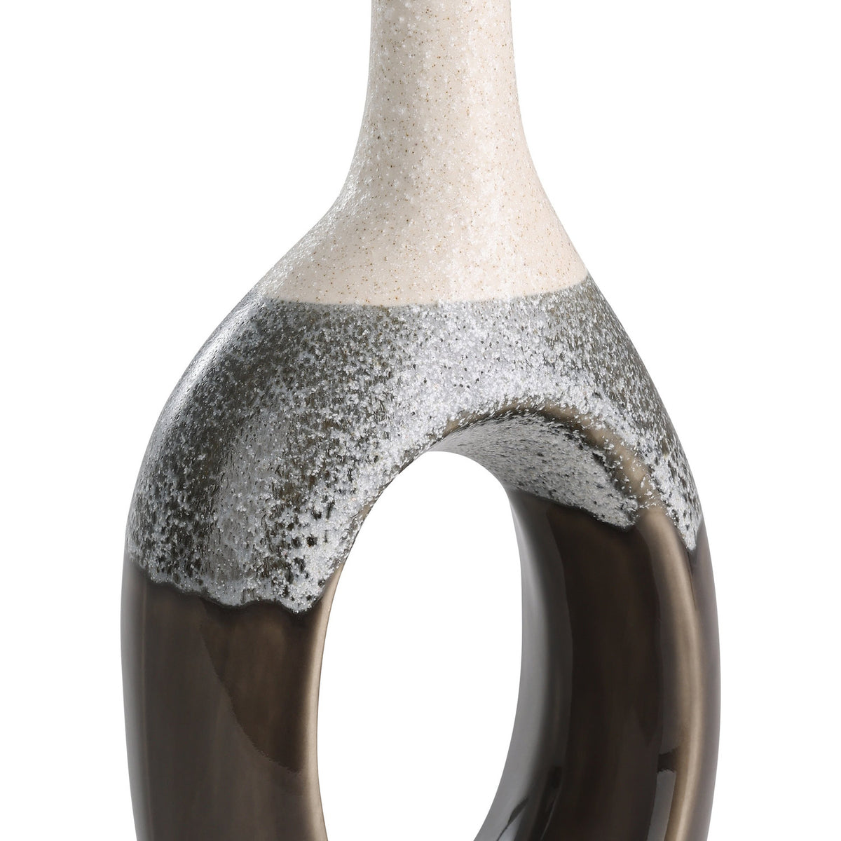 Iwate Ceramic Vase - Beige & Black