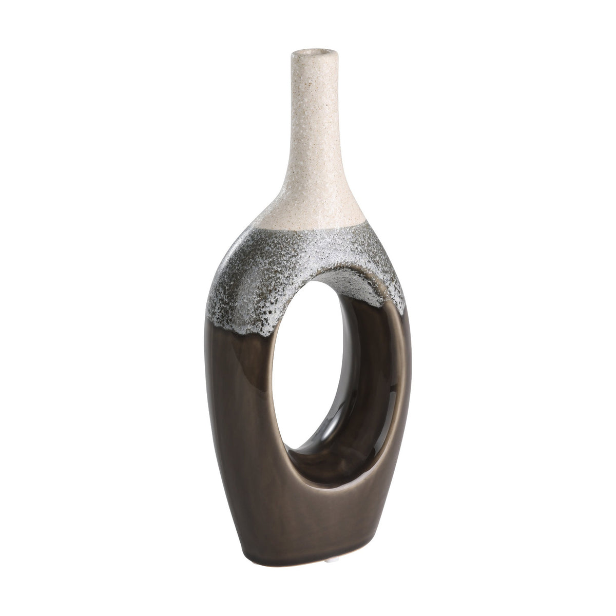 Iwate Ceramic Vase - Beige & Black