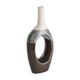 Iwate Ceramic Vase - Beige & Black