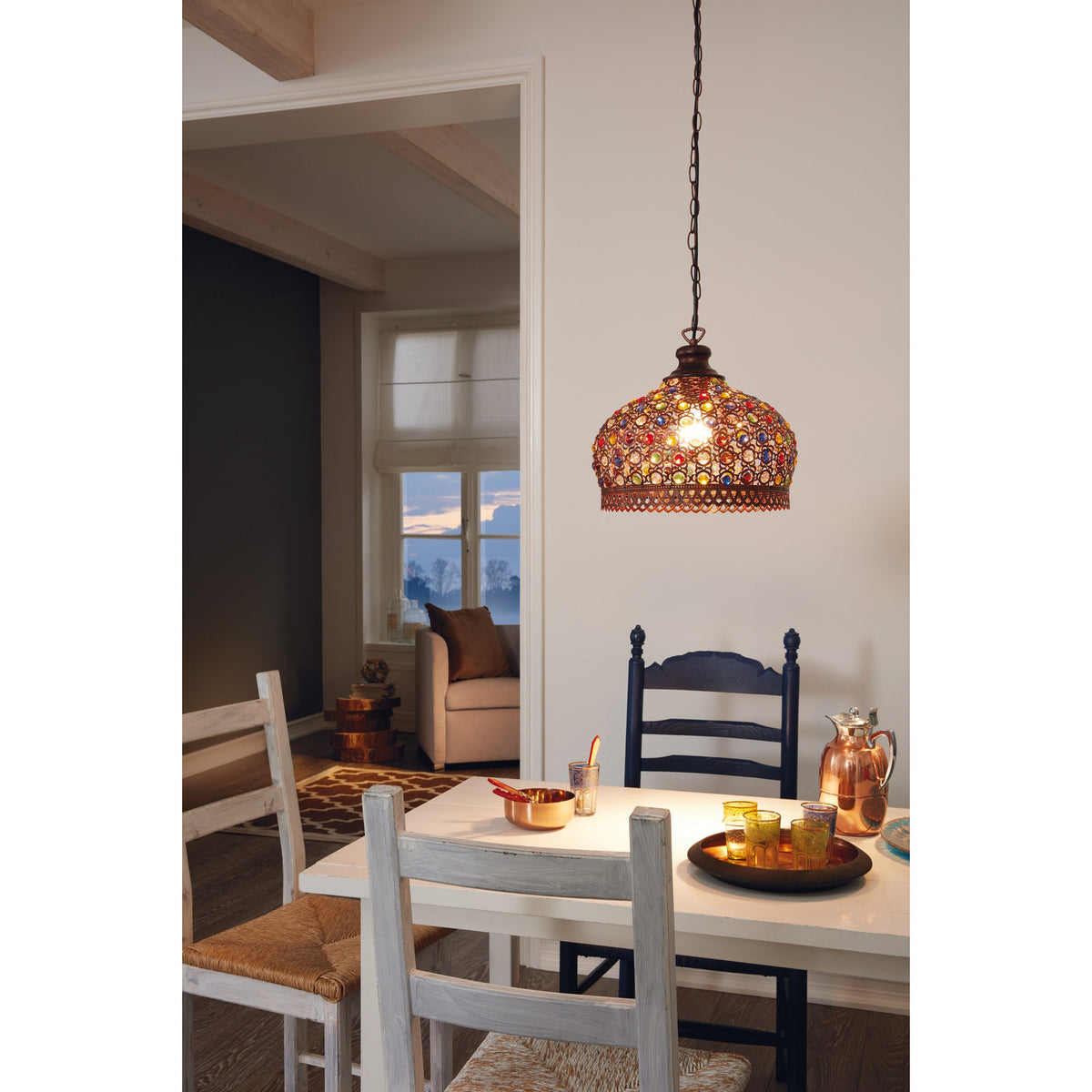 Jadida Glass Pendant Light - Antique Copper