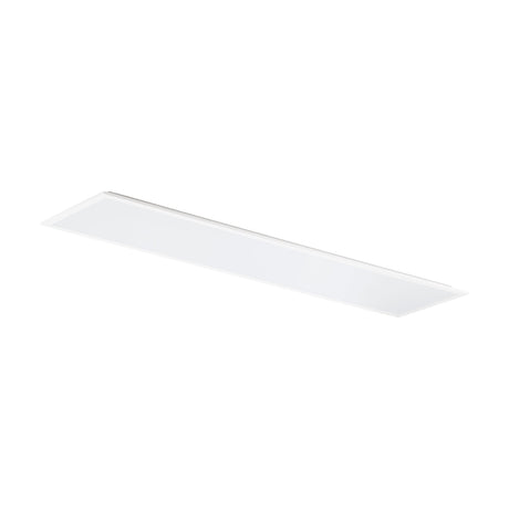 Jamessa LED Panel Light, 119.5 x 29.5cm rectangular ceiling fixture with white aluminium frame and flat plastic diffuser, shown at an angle on a plain white background.