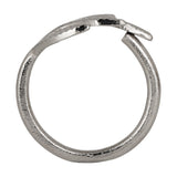 Janapur Napkin Ring in silver aluminium, a round band with a cast open leaf detail at the top, shown on a plain white background.