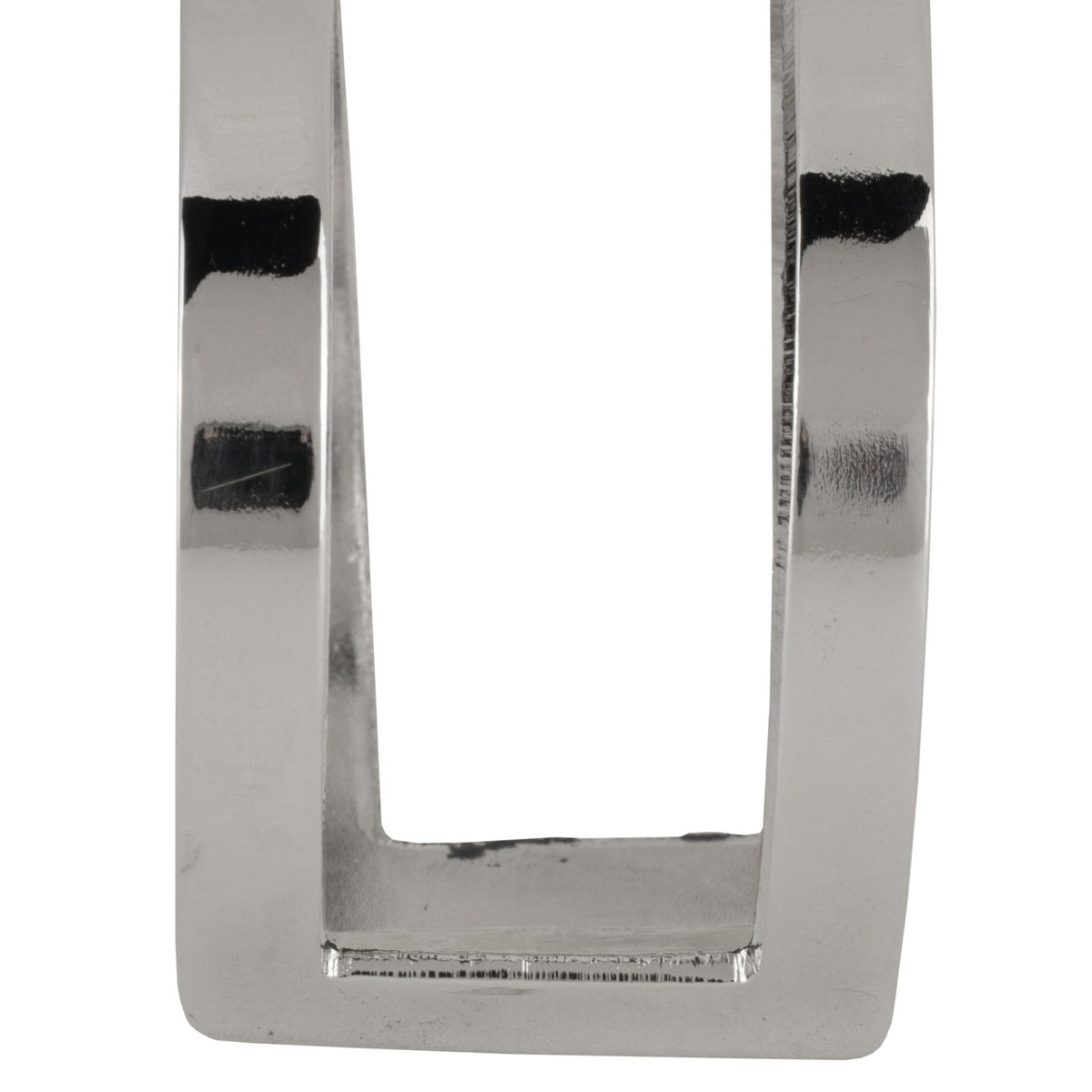 Close-up of the Janapur Napkin Ring, 5 x 5cm in silver metal, showing its polished finish and open twin-band design on a plain white background.