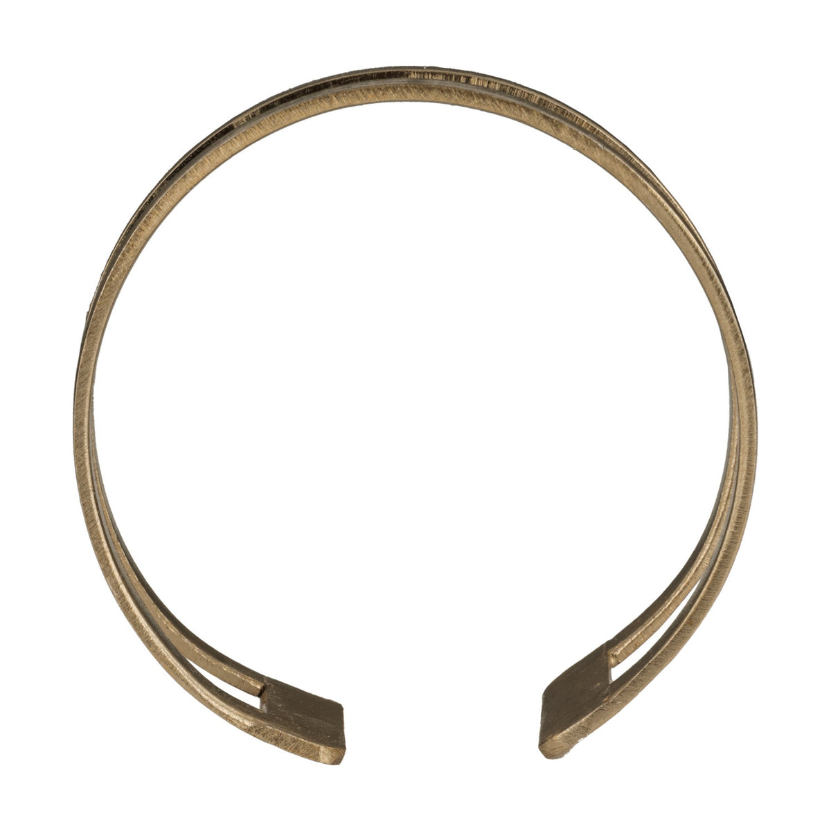Janapur Napkin Ring in Gold, an open-cuff design with two slim parallel bands joined by flat bridges, shown on a plain white background.