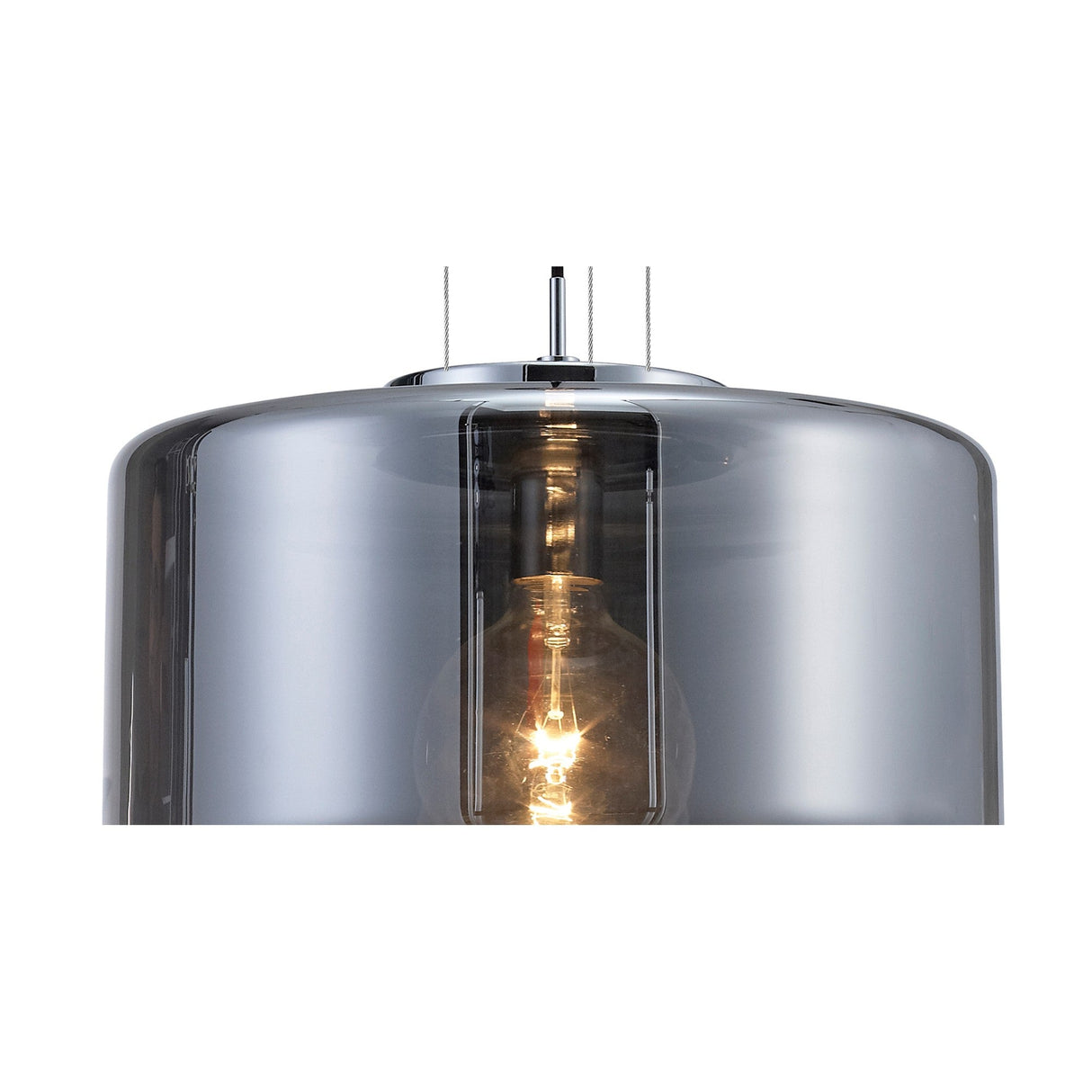 Jarras 40cm 1 Light Glass Pendant Light - Chrome & Ash Grey