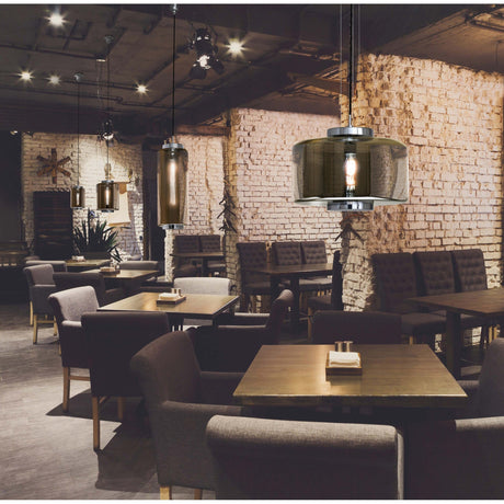 Jarras 20cm Small 1 Light Glass Pendant Light - Chrome & Ash Grey