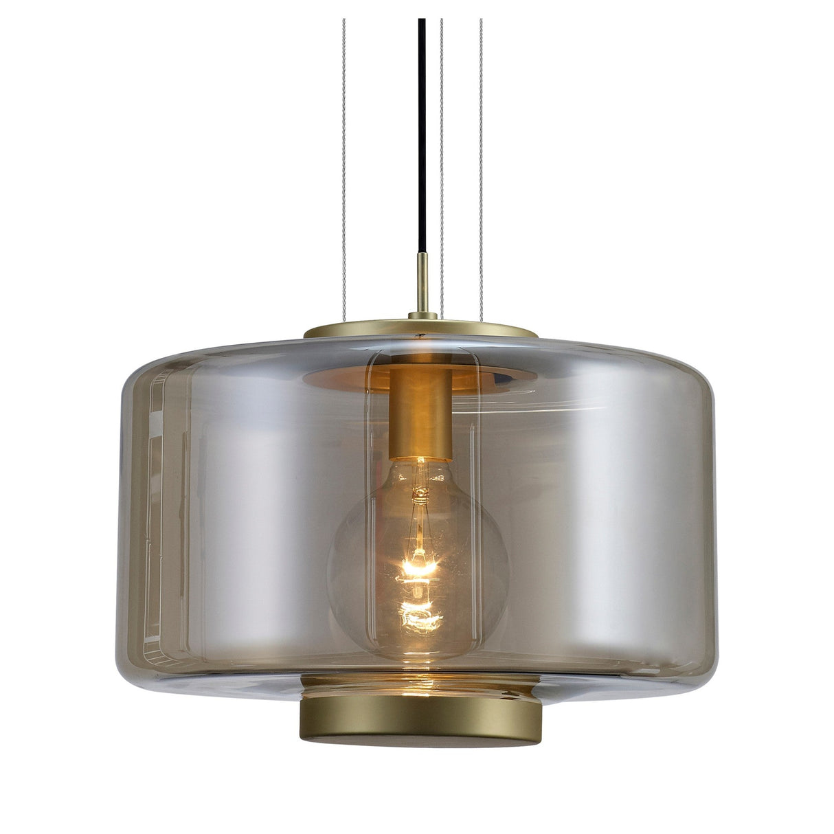 Jarras 40cm 1 Light Glass Pendant Light - Matt Gold & Cognac
