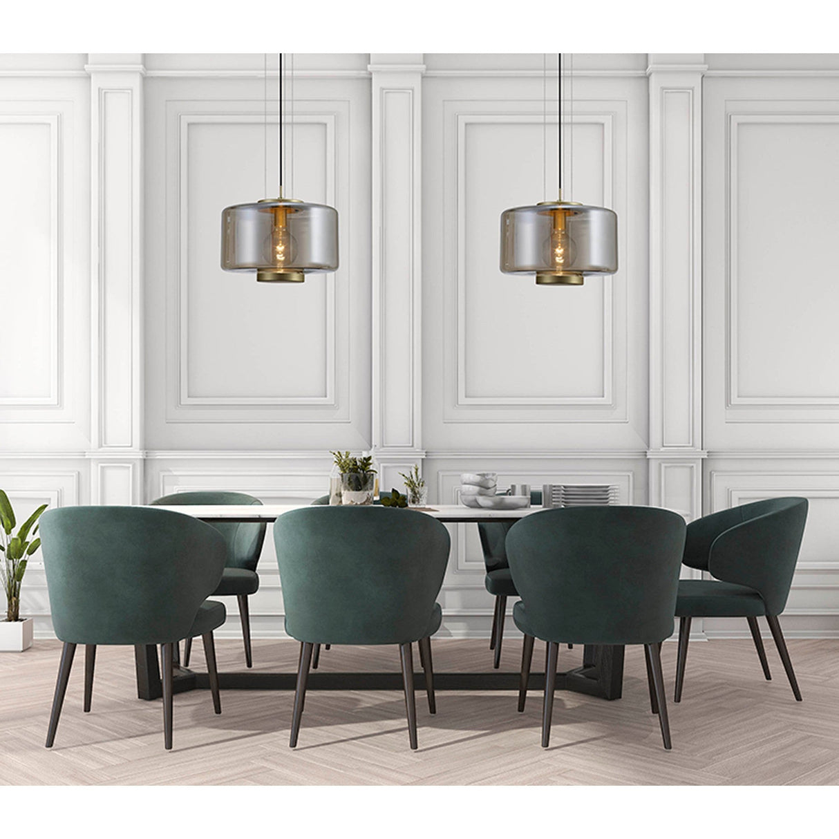 Jarras 40cm 1 Light Glass Pendant Light - Matt Gold & Cognac