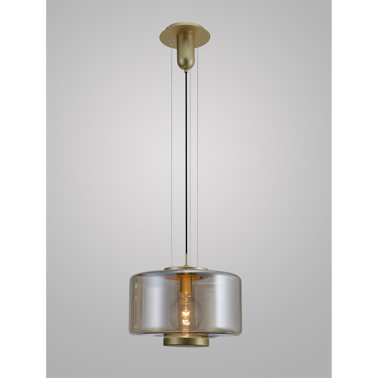 Jarras 40cm 1 Light Glass Pendant Light - Matt Gold & Cognac