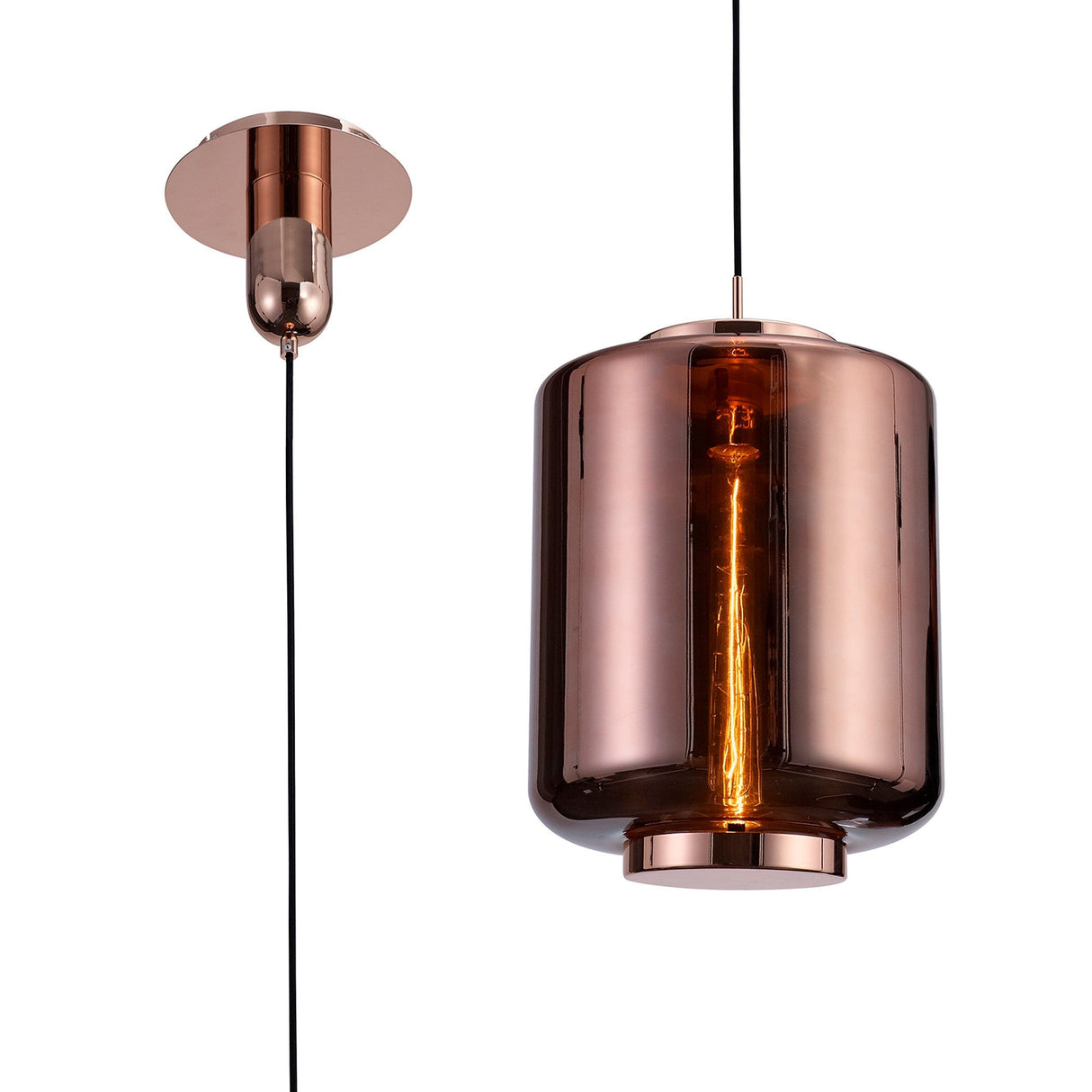 Jarras 30cm 1 Light Glass Pendant Light - Copper & Rose Gold