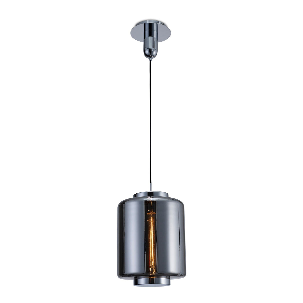 Jarras 30cm 1 Light Glass Pendant Light - Chrome & Ash Grey