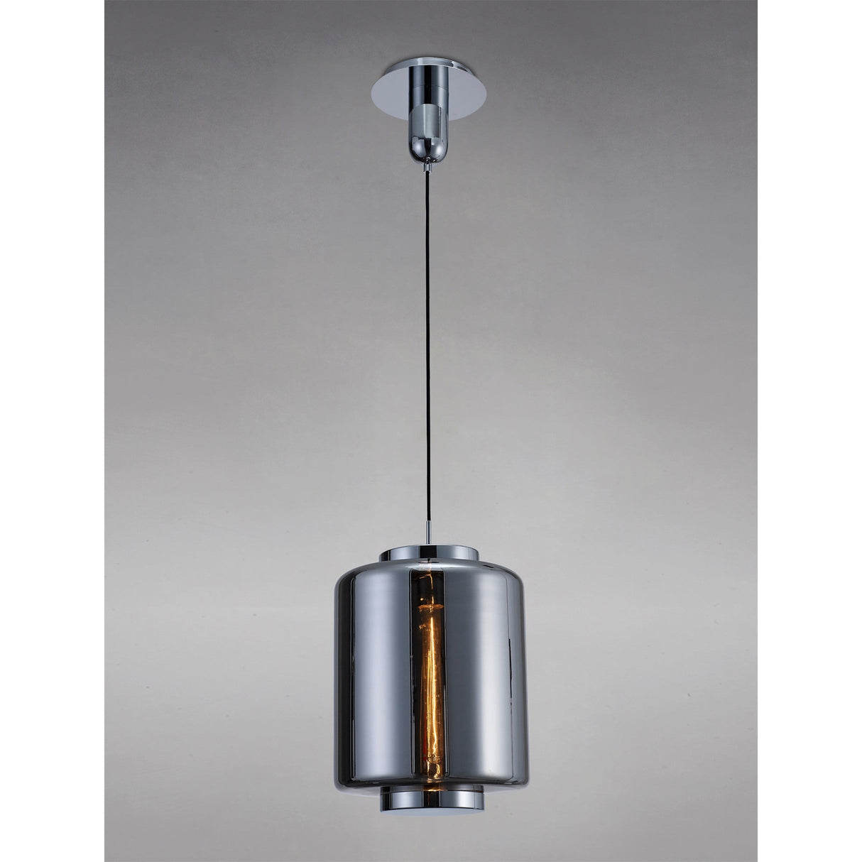 Jarras 30cm 1 Light Glass Pendant Light - Chrome & Ash Grey