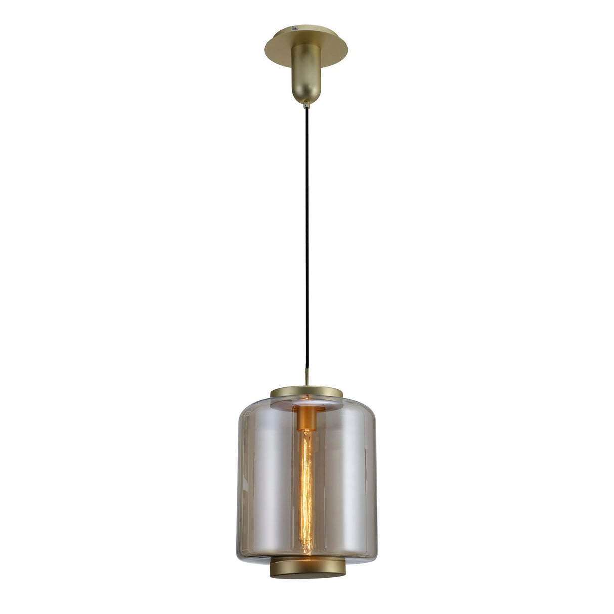 Jarras 30cm 1 Light Glass Pendant Light - Matt Gold & Cognac